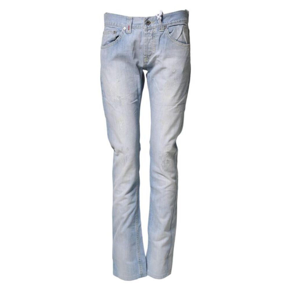 Dondup Light Blue Cotton Stretch Straight Denim Trouser Women's Jeans